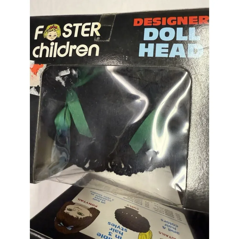 VTG 1985 Foster Children 18” Doll Head Esther Lee Foster Black Hair Brown Eyes
